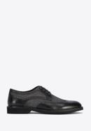 Men's leather brogue and fabric shoes, black, 95-M-501-1-45, Photo 1