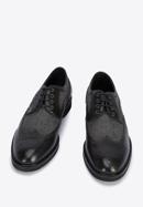 Men's leather brogue and fabric shoes, black, 95-M-501-1-45, Photo 2