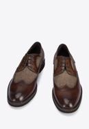 Men's leather brogue and fabric shoes, brown, 95-M-501-1-41, Photo 2