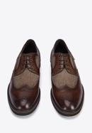 Men's leather brogue and fabric shoes, brown, 95-M-501-4-43, Photo 3