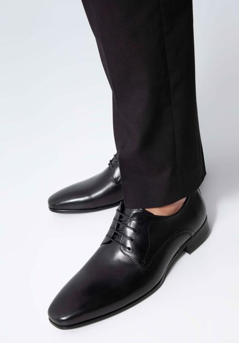 Męskie buty derby skórzane proste, czarny, 98-M-704-1-39, Zdjęcie 15