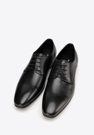 Męskie buty derby skórzane proste, czarny, 98-M-704-1-43, Zdjęcie 1