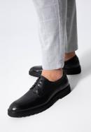 Men's leather Derby shoes with a contrasting detail, black, 98-M-715-5-43, Photo 15