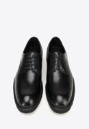 Men's leather Derby shoes with a contrasting detail, black, 98-M-715-5-45, Photo 3