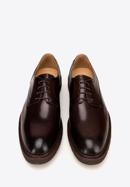 Men's leather Derby shoes with a contrasting detail, dark brown, 98-M-715-1-43, Photo 3
