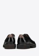 Męskie buty derby skórzane z kontrastową wstawką, czarny, 98-M-715-4-41, Zdjęcie 4