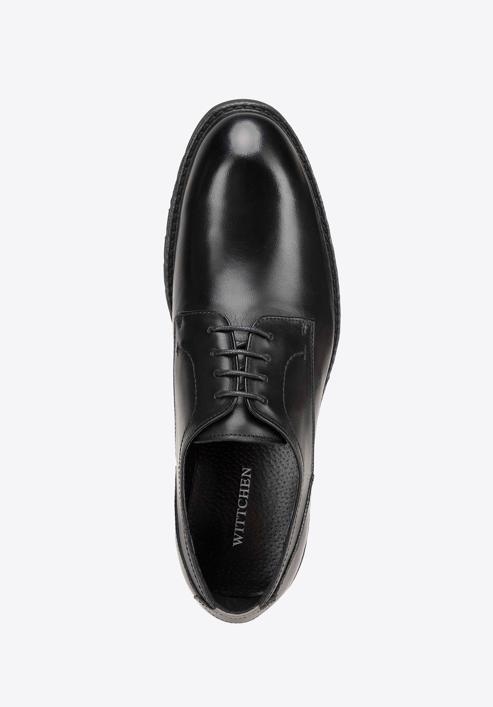 Męskie buty derby skórzane z kontrastową wstawką, czarny, 98-M-715-1-43, Zdjęcie 5