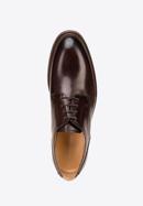Męskie buty derby skórzane z kontrastową wstawką, ciemny brąz, 98-M-715-5-41, Zdjęcie 5