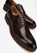 Męskie buty derby skórzane z kontrastową wstawką, ciemny brąz, 98-M-715-4-42, Zdjęcie 7