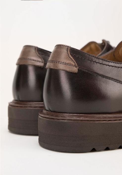 Męskie buty derby skórzane z kontrastową wstawką, -, 98-M-715-4-41, Zdjęcie 8