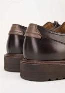 Męskie buty derby skórzane z kontrastową wstawką, ciemny brąz, 98-M-715-5-41, Zdjęcie 8