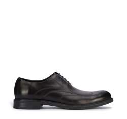 Męskie buty derby skórzane z płaskim szwem, czarny, 95-M-506-1-43, Zdjęcie 1