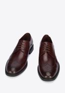 Męskie buty derby skórzane z płaskim szwem, bordowy, 95-M-506-1-41, Zdjęcie 2