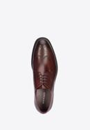 Męskie buty derby skórzane z płaskim szwem, bordowy, 95-M-506-3-42, Zdjęcie 5