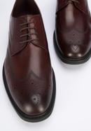 Męskie buty derby skórzane z płaskim szwem, bordowy, 95-M-506-3-44, Zdjęcie 8