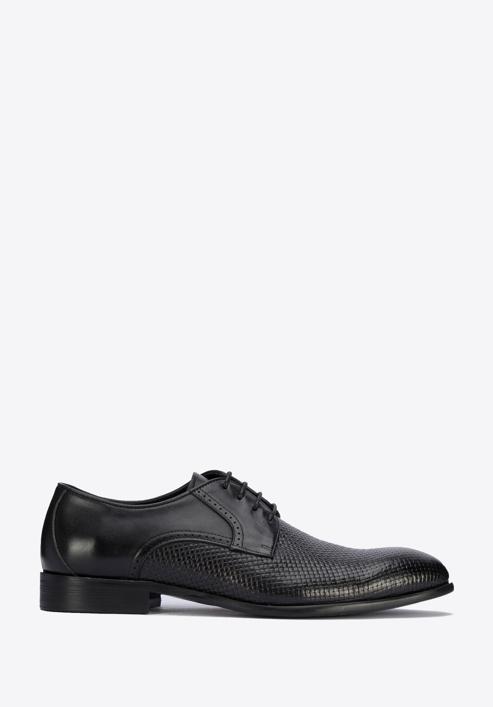Męskie buty derby skórzane z plecionką z przodu, czarny, 95-M-505-1-41, Zdjęcie 1