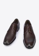 Męskie buty derby skórzane z plecionką z przodu, ciemny brąz, 95-M-505-1-41, Zdjęcie 2