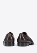 Męskie buty derby skórzane z plecionką z przodu, ciemny brąz, 95-M-505-1-43, Zdjęcie 4