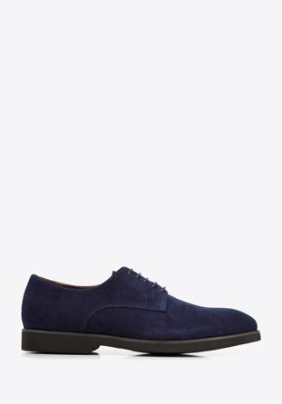 Men's textured suede Derby shoes, navy blue, 94-M-905-N-43, Photo 1