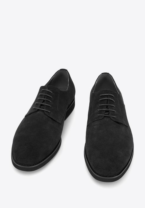 Męskie buty derby z tłoczonego zamszu, czarny, 94-M-905-1-41, Zdjęcie 2