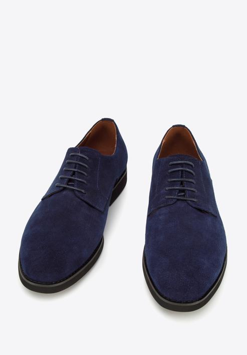 Men's textured suede Derby shoes, navy blue, 94-M-905-N-43, Photo 2