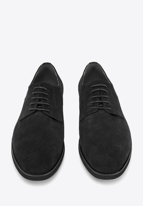 Męskie buty derby z tłoczonego zamszu, czarny, 94-M-905-1-41, Zdjęcie 3