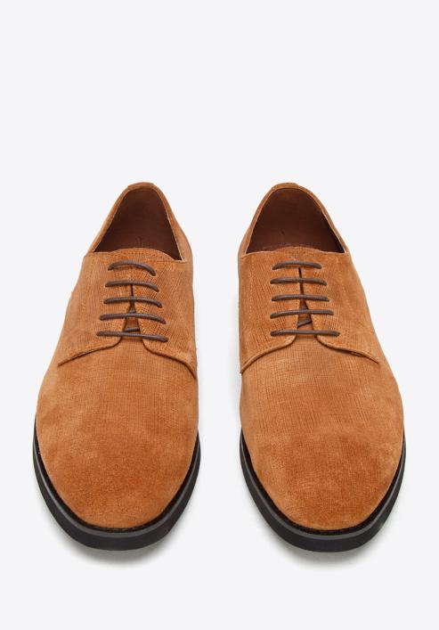 Men's textured suede Derby shoes, brown, 94-M-905-N-44, Photo 3