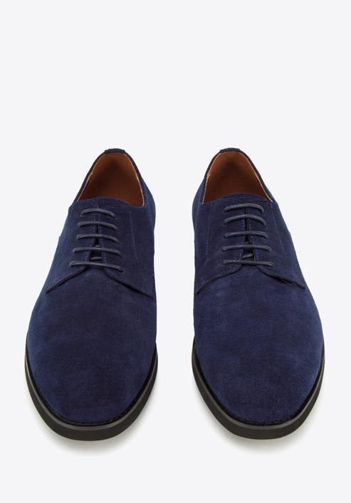 Men's textured suede Derby shoes, navy blue, 94-M-905-1-44, Photo 3