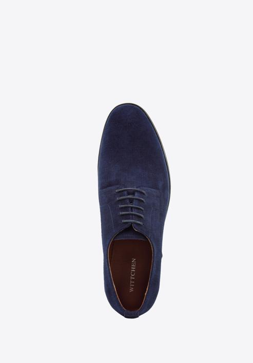 Men's textured suede Derby shoes, navy blue, 94-M-905-N-43, Photo 4