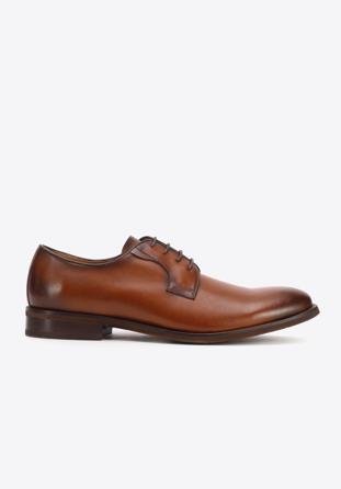 Męskie buty do garnituru skórzane gładkie, brązowy, 93-M-524-5-44, Zdjęcie 1