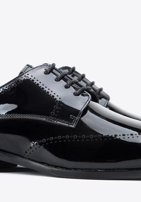 Men's Derby perforated leather shoes, black, 96-M-519-1-45, Photo 8