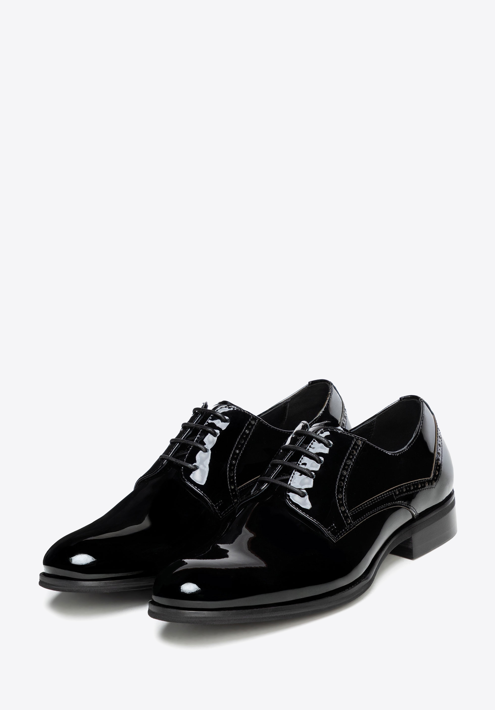 Męskie derby lakierowane ze skóry naturalnej, czarny, 100-M-514-1-39, Zdjęcie 1