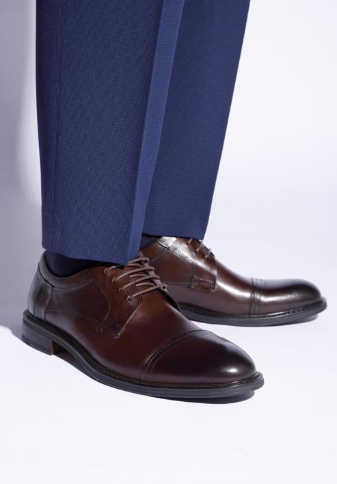 Men's leather Derby shoes, dark brown, 96-M-504-4-45, Photo 15