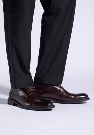 Men's leather Derby shoes, burgundy, 96-M-505-3-40, Photo 1