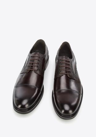 Men's leather Derby shoes, dark brown, 96-M-701-4-45, Photo 1