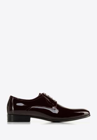 Men's patent leather Derby shoes, burgundy, 96-M-502-3-45, Photo 1