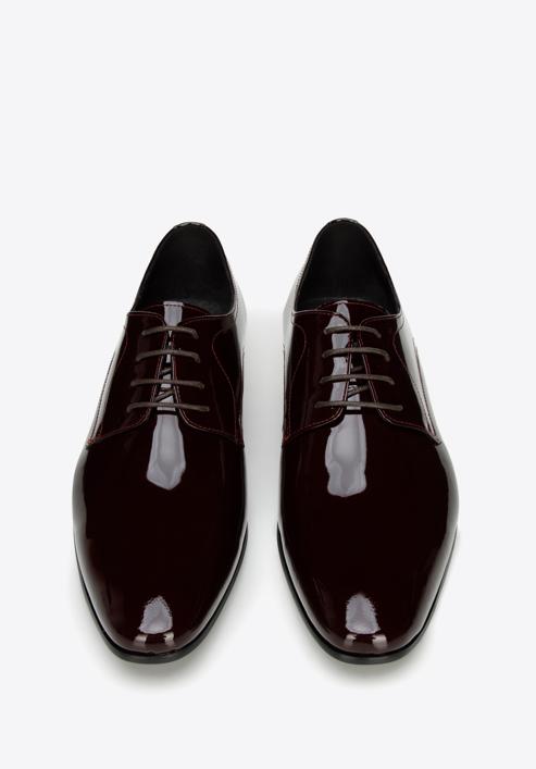 Men's patent leather Derby shoes, burgundy, 96-M-502-N-43, Photo 2