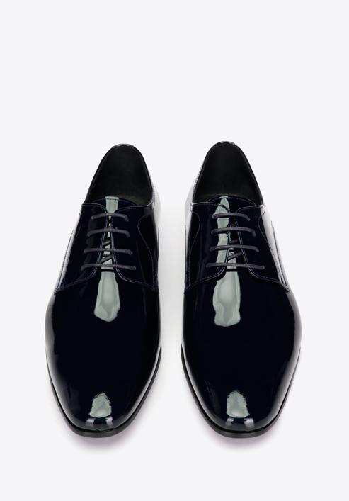 Men's patent leather Derby shoes, navy blue, 96-M-502-N-43, Photo 2