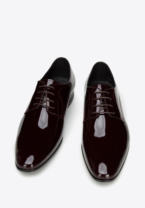 Men's patent leather Derby shoes, burgundy, 96-M-502-N-45, Photo 3