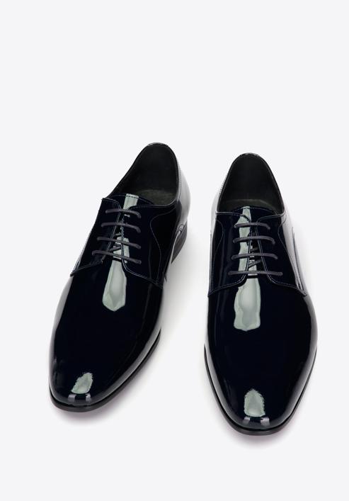 Men's patent leather Derby shoes, navy blue, 96-M-502-N-42, Photo 3