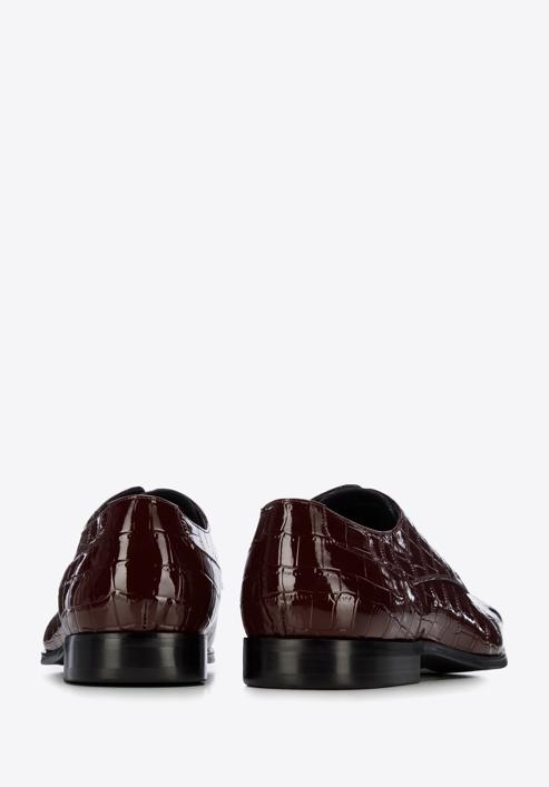 Men's croc print leather shoes, burgundy, 96-M-519-1C-45, Photo 5