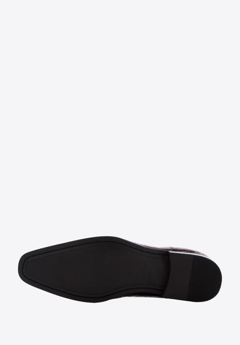 Men's croc print leather shoes, burgundy, 96-M-519-3C-45, Photo 6