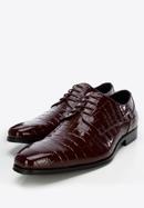 Men's croc print leather shoes, burgundy, 96-M-519-3C-40, Photo 7
