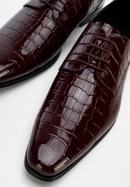 Men's croc print leather shoes, burgundy, 96-M-519-3C-39, Photo 8