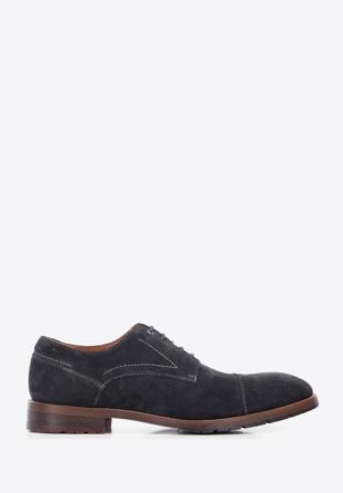 Men's Derby suede shoes, dark grey, 96-M-702-8-45, Photo 1