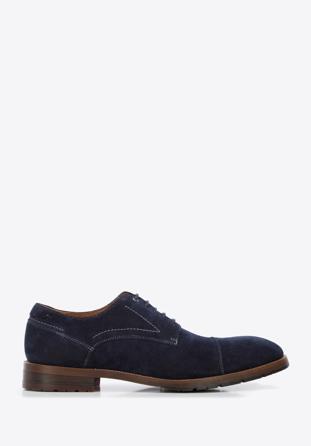 Men's Derby suede shoes, navy blue, 96-M-702-N-43, Photo 1