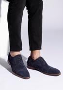 Men's Derby suede shoes, navy blue, 96-M-702-N-41, Photo 15