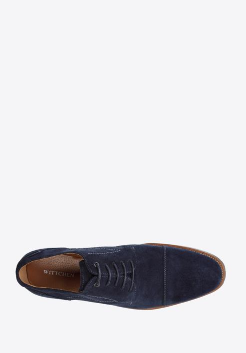 Men's Derby suede shoes, navy blue, 96-M-702-N-42, Photo 5