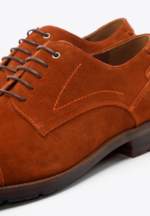Men's Derby suede shoes, brick red, 96-M-702-6-44, Photo 7