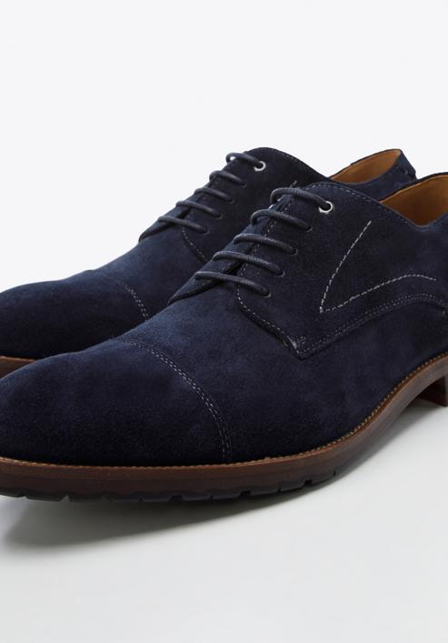 Men's Derby suede shoes, navy blue, 96-M-702-N-40, Photo 7